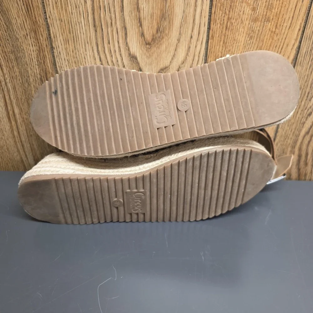 Circus By Sam Edelman Kennedy Sandals Women 8.5 Brown Snake Espadrille Wedge